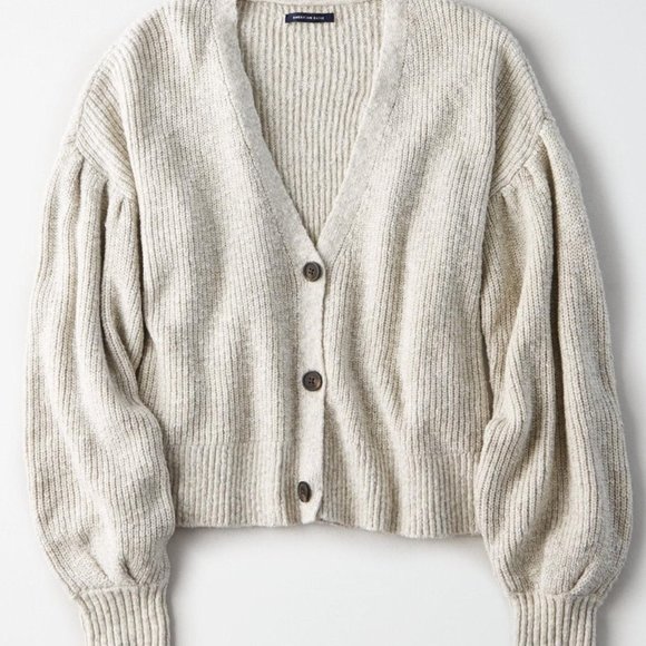 American Eagle Outfitters Sweaters - American Eagle Cropped Cardigan Balloon Sleeve M